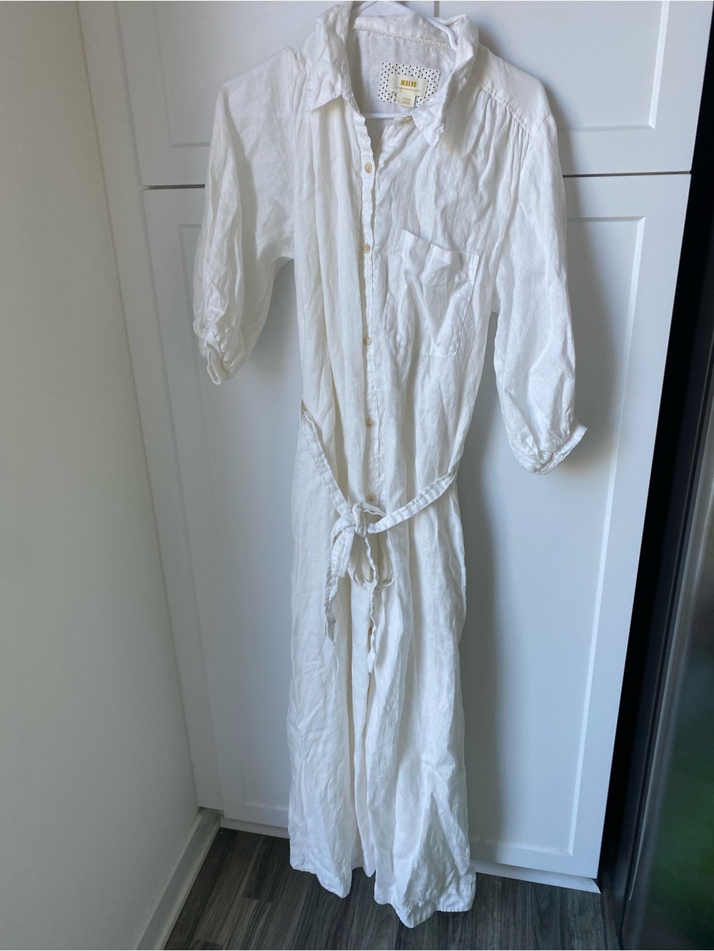 Maeve by Anthropologie size large white linen dress maxi